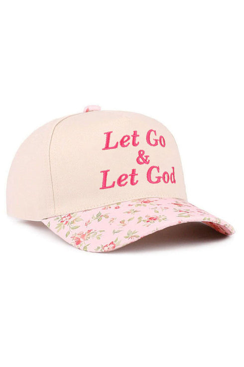 Embroidered Let Go & Let God Floral Two-Tone Cap