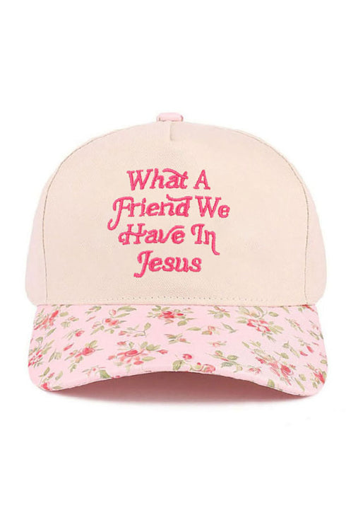 Embroidered What A Friend We Have In Jesus Floral Two-Tone Cap