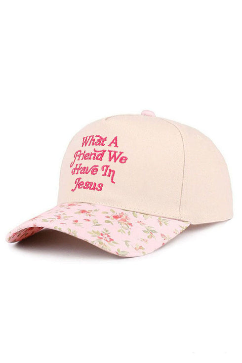Embroidered What A Friend We Have In Jesus Floral Two-Tone Cap