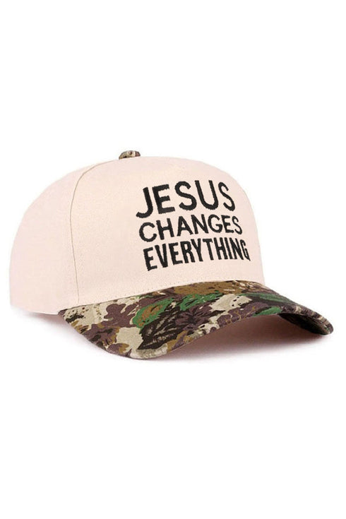 Embroidered Jesus Changes Everything Camo Two-Tone Cap