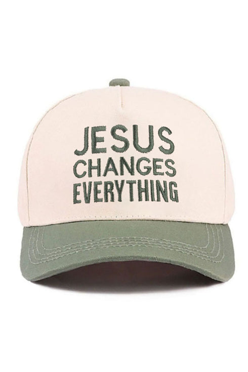 Embroidered Jesus Changes Everything Dark Forest Two-Tone Cap