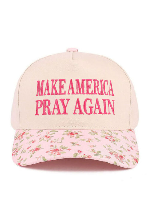 Embroidered Make America Pray Again Floral Two-Tone Cap