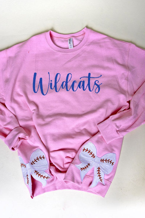 Fashion Colors Embroidered Side Bows Baseball Bow NuBlend Sweatshirt *Customize Your Text