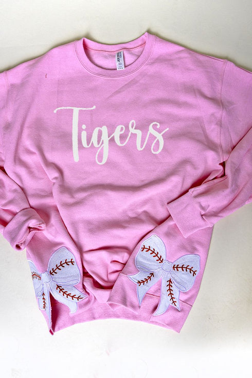 Fashion Colors Embroidered Side Bows Baseball Bow NuBlend Sweatshirt *Customize Your Text