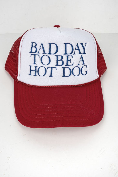 Bad Day To Be A Hot Dog Embroidered Otto Red with White Foam Front Trucker Hat