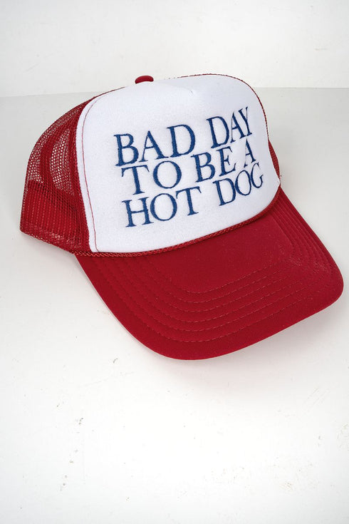 Bad Day To Be A Hot Dog Embroidered Otto Red with White Foam Front Trucker Hat
