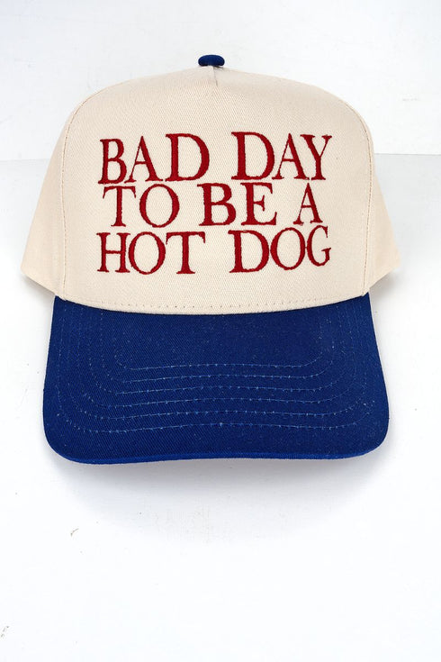 Bad Day To Be A Hot Dog Embroidered Five Panel Twill Cap