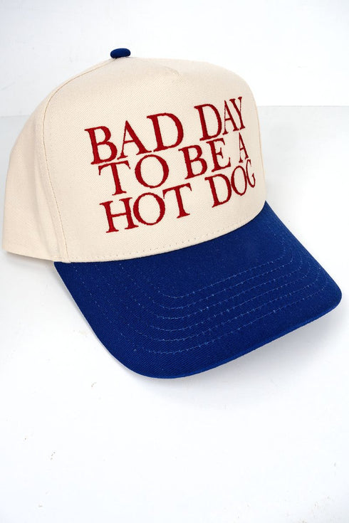Bad Day To Be A Hot Dog Embroidered Five Panel Twill Cap
