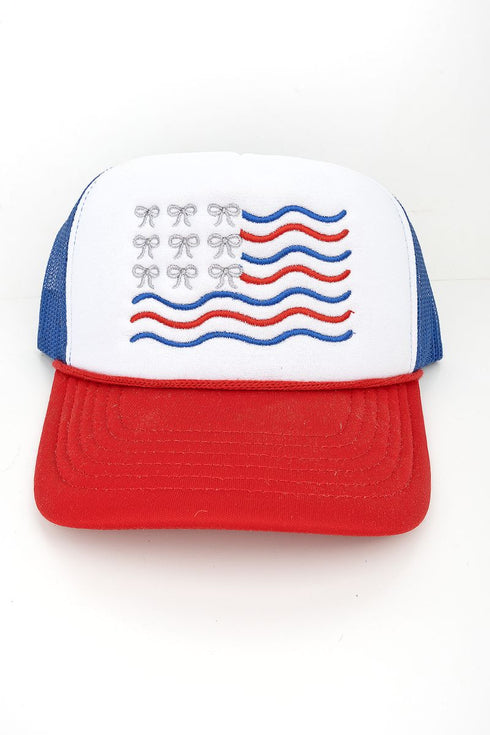 Embroidered Coquette Flag Foam Mesh Back Trucker Cap