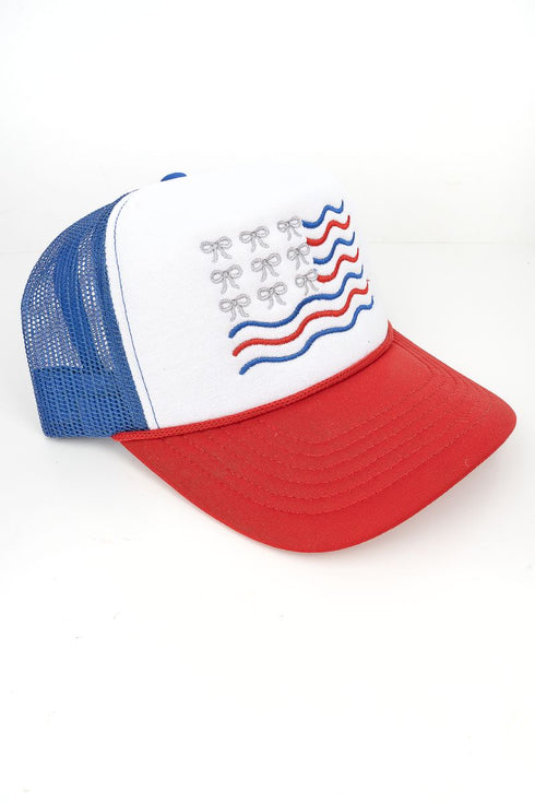 Embroidered Coquette Flag Foam Mesh Back Trucker Cap