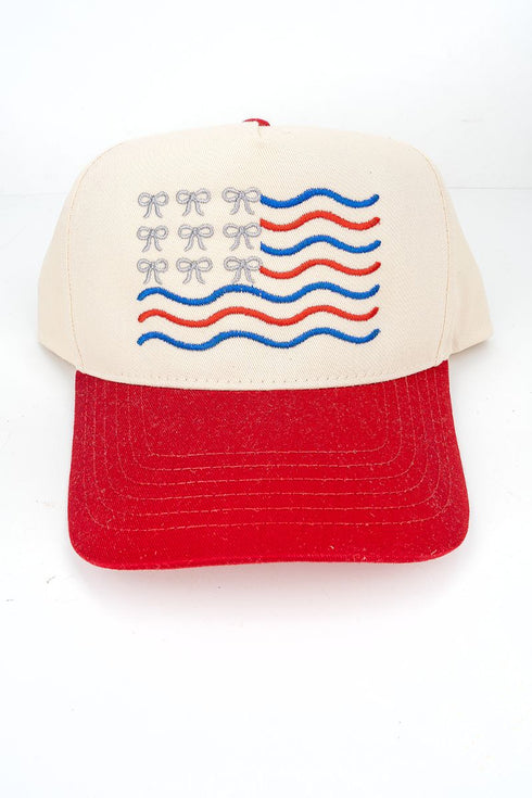 Embroidered Coquette Flag Five Panel Twill Cap