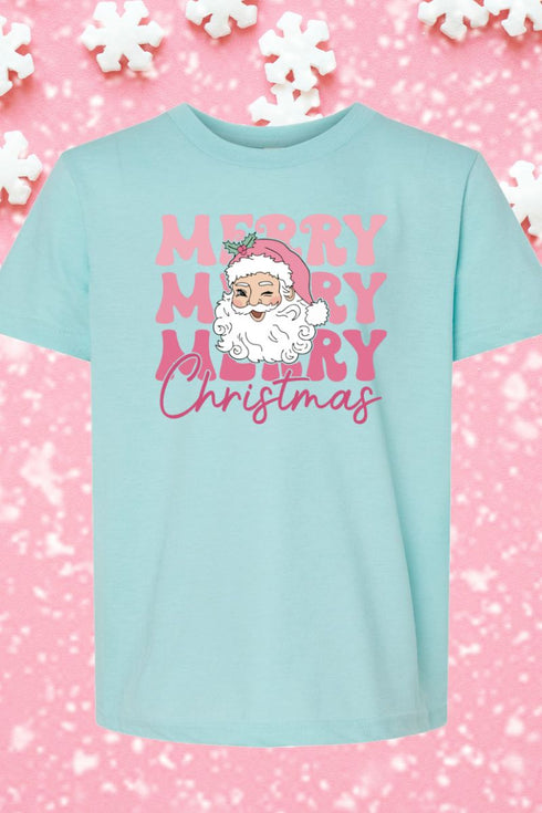Youth Sassy Santa Merry Christmas Fine Jersey Tee