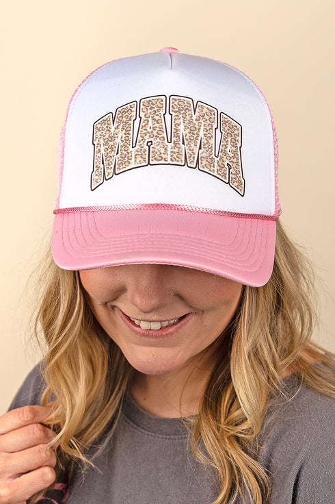 Arched Mama Leopard Foam Mesh Back Trucker Cap