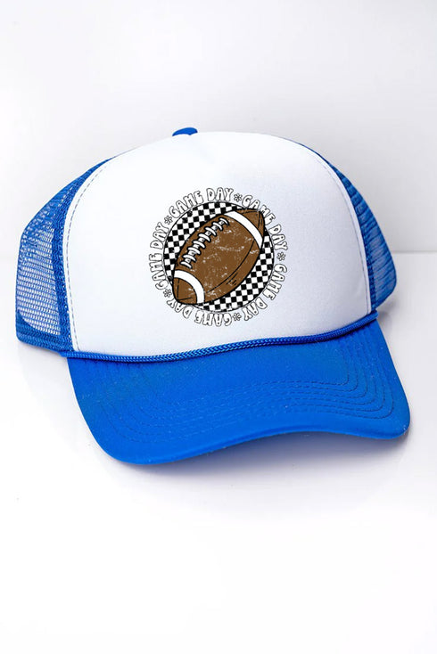 Football Retro Circle Game Day Foam Mesh Back Trucker Cap