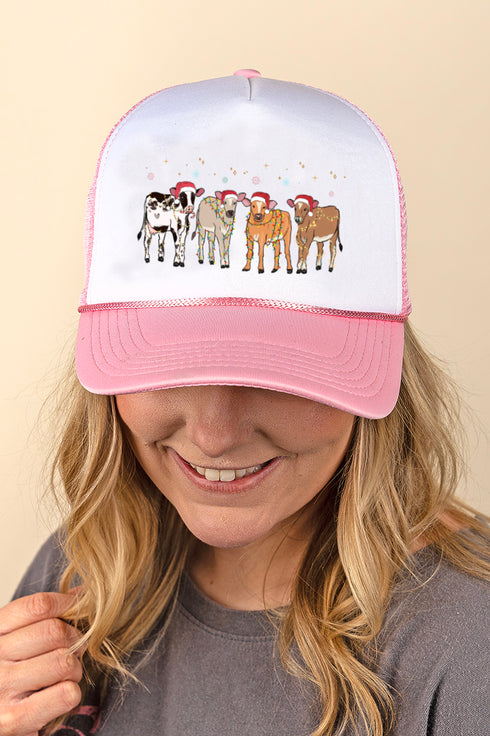 Farm Animals Country Christmas Foam Mesh Back Trucker Cap
