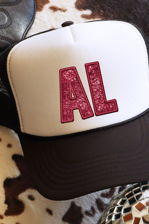 Faux Sequin AL Transfer Foam Mesh Back Trucker Cap