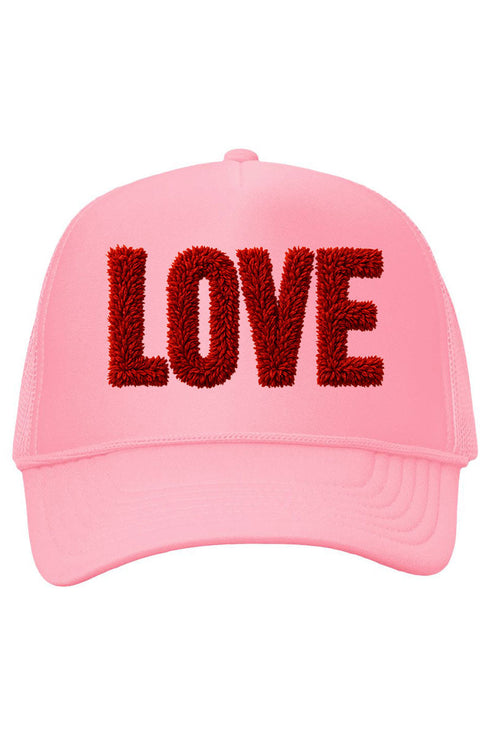 Fall In Love Faux Yarn Foam Mesh Back Trucker Cap