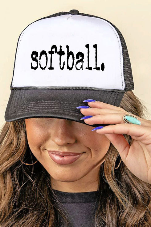 Distressed Softball. Foam Mesh Back Trucker Cap
