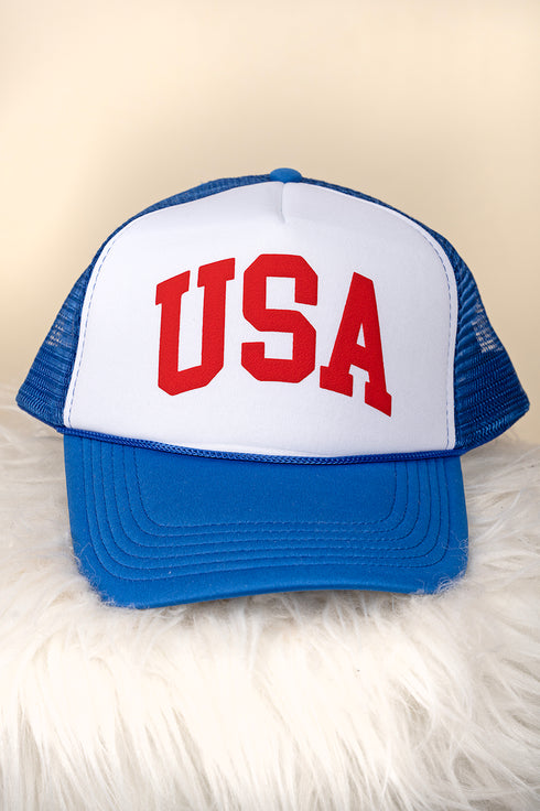 Red USA Puff Vinyl Foam Mesh Back Trucker Cap