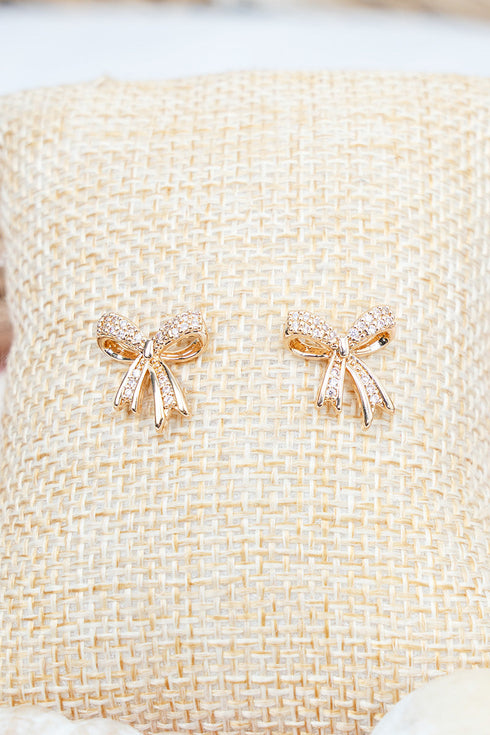 Ribboned Radiance Goldtone Earrings