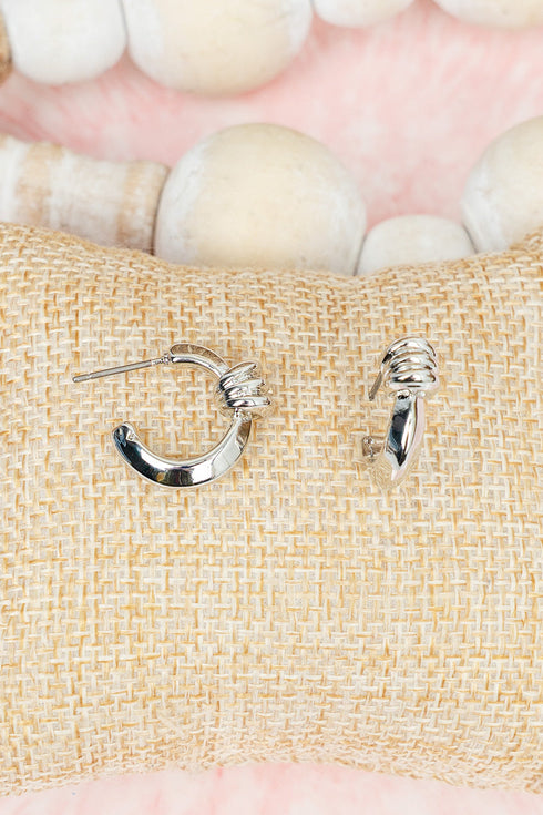 Milan Muse Silvertone Hoop Earrings
