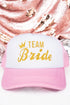 Glittery Gold Team Bride White and Pink Mesh Cap