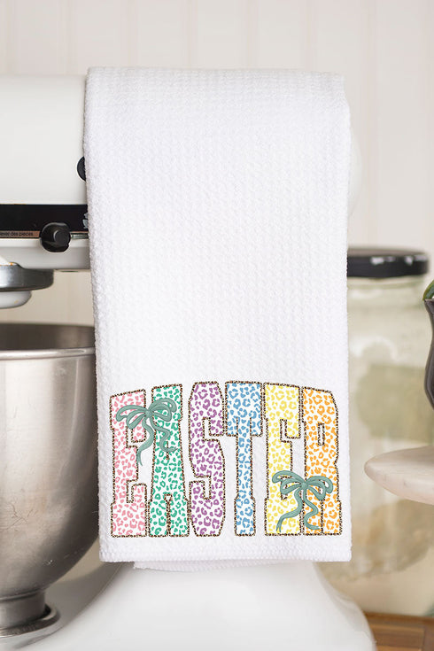 Pastel Easter Coquette Waffle Kitchen Towel