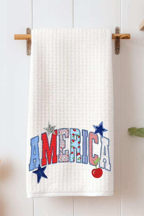 America Stitched In Tradition Waffle Kitchen Towel