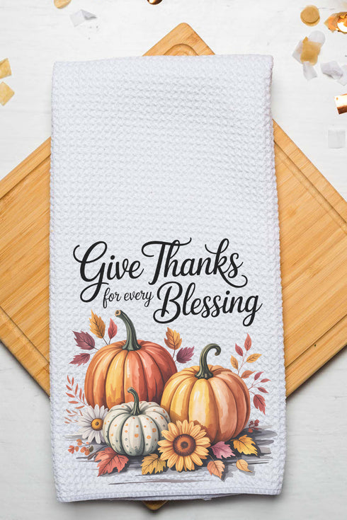 Autumn Give Thanks Waffle Kitchen Towel