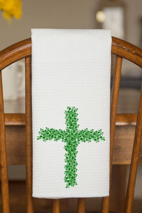 Boxwood Cross Waffle Kitchen Towel