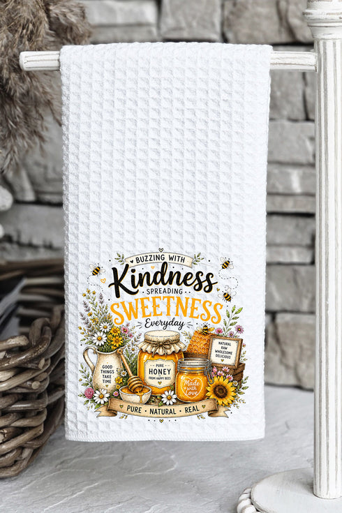 Buzzing With Kindness Waffle Kitchen Towel