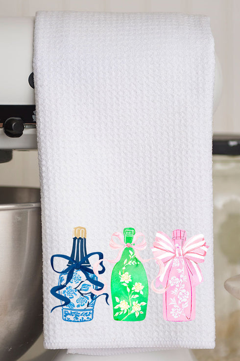 Chinoiserie Champagne Waffle Kitchen Towel