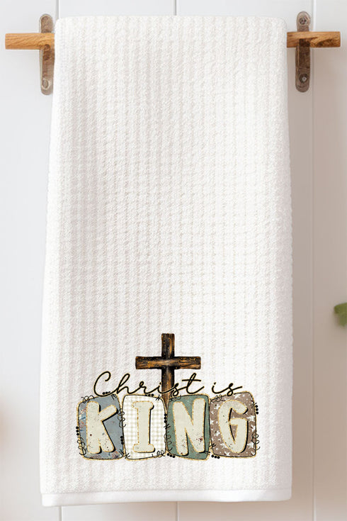 Doodle Christ Is King Waffle Kitchen Towel