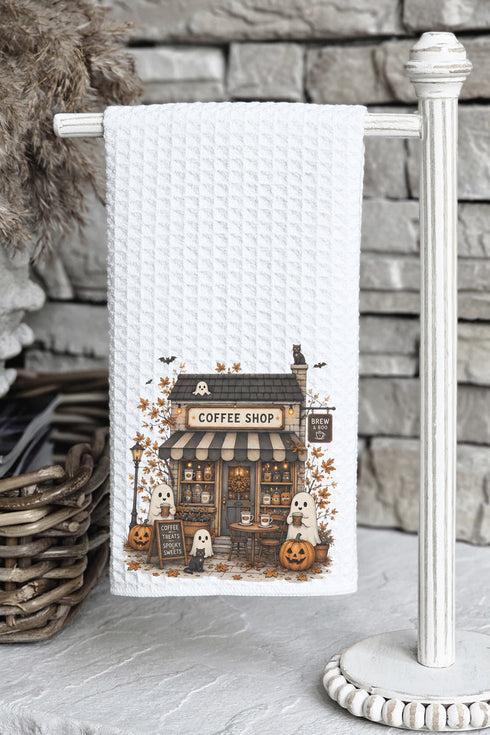 Brew & Boo Coffee Shop Waffle Kitchen Towel
