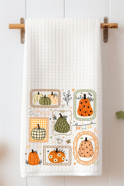 Lovely Gourd Doodles Waffle Kitchen Towel