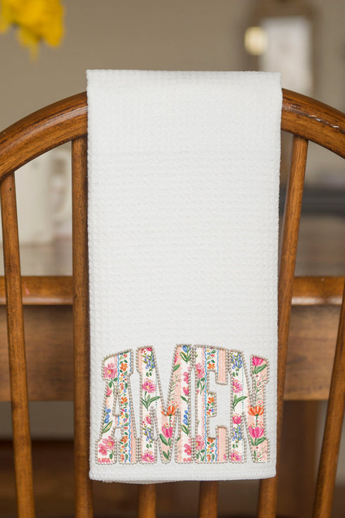 Pearls & Petals Amen Waffle Kitchen Towel