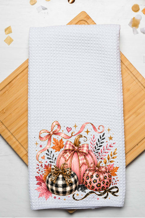 Pretty In Pumpkin Waffle Kitchen Towel