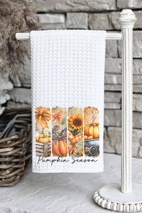Pumpkin Season Collage Waffle Kitchen Towel