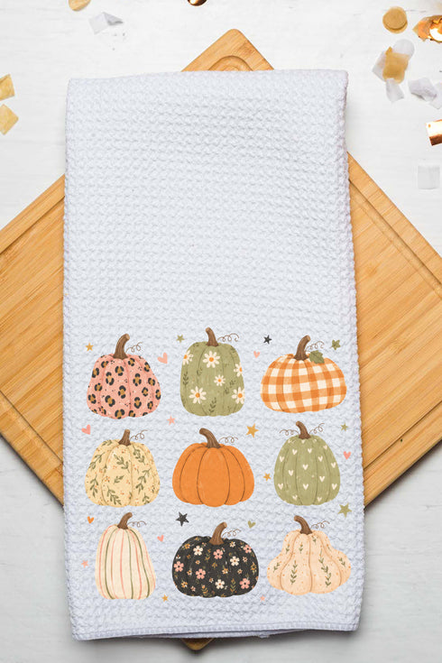 Patchwork Pumpkin Parade Waffle Kitchen Towel