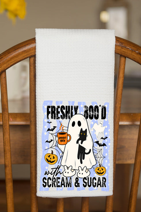Scream & Sugar Ghost Brew Waffle Kitchen Towel