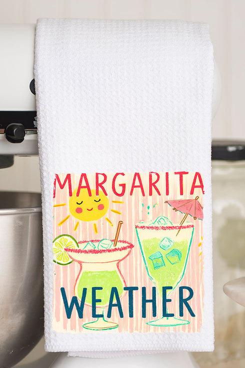 Sip The Sunshine Margarita Weather Waffle Kitchen Towel