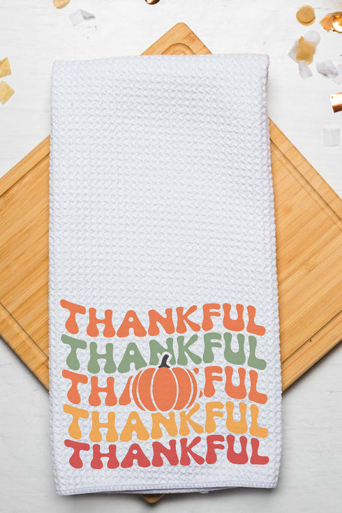 Stacked Thankful Waffle Kitchen Towel