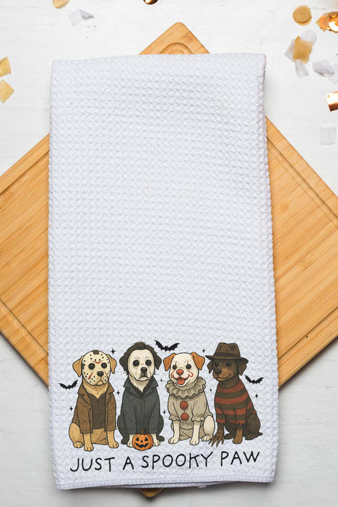 Just A Spooky Paw Waffle Kitchen Towel
