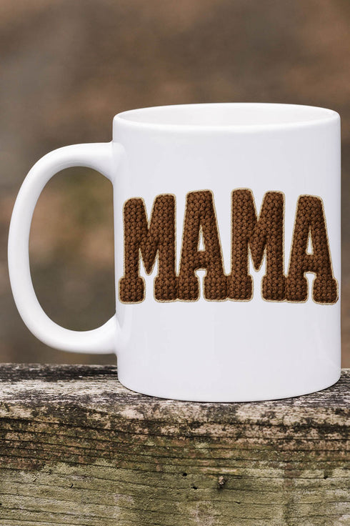 Brown Faux Threaded Mama Ceramic Mug