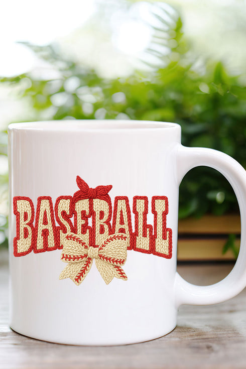 Faux Yarn Baseball Coquette Ceramic Mug