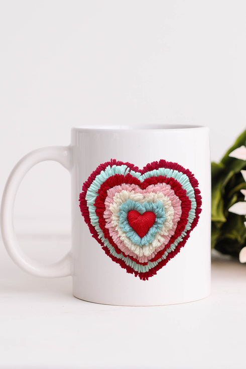Faux Yarn Heart Collection Ceramic Mug