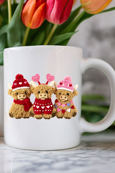 Faux Yarn Highland Hearts Ceramic Mug