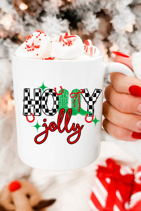 Holly Jolly Boots Ceramic Mug