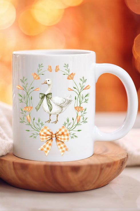 Peach Petals Goose Ceramic Mug