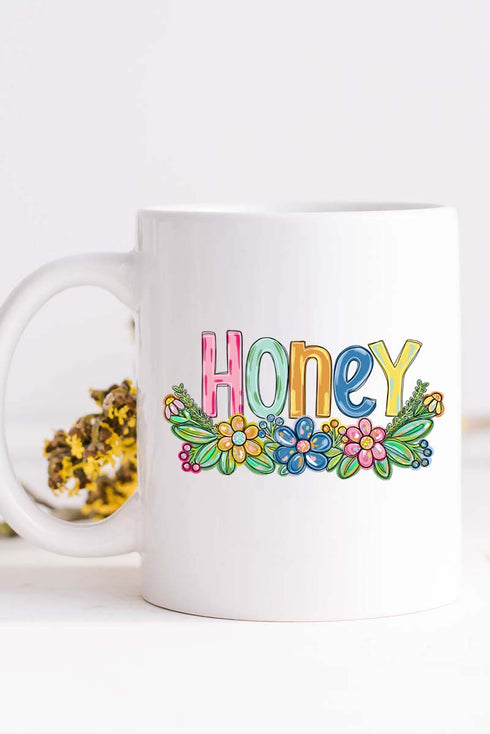 Spring Floral Honey Ceramic Mug
